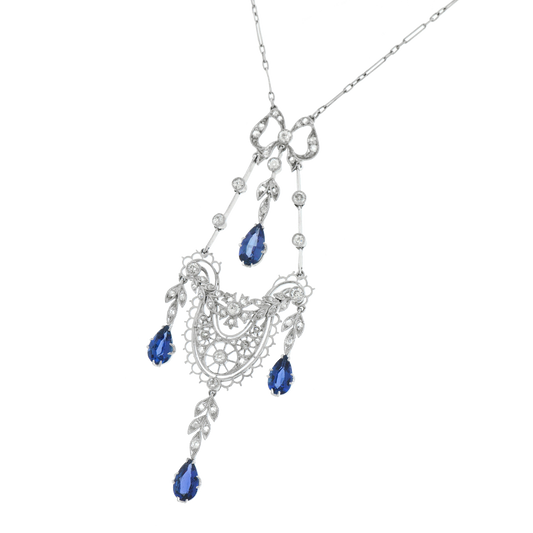 #24503 - Edwardian Sapphire and Diamond Necklace