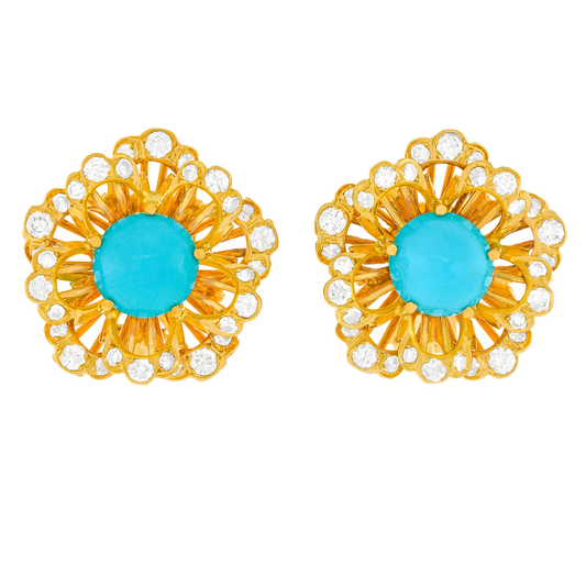 #24533 - Fifties Turquoise and Diamond Earrings