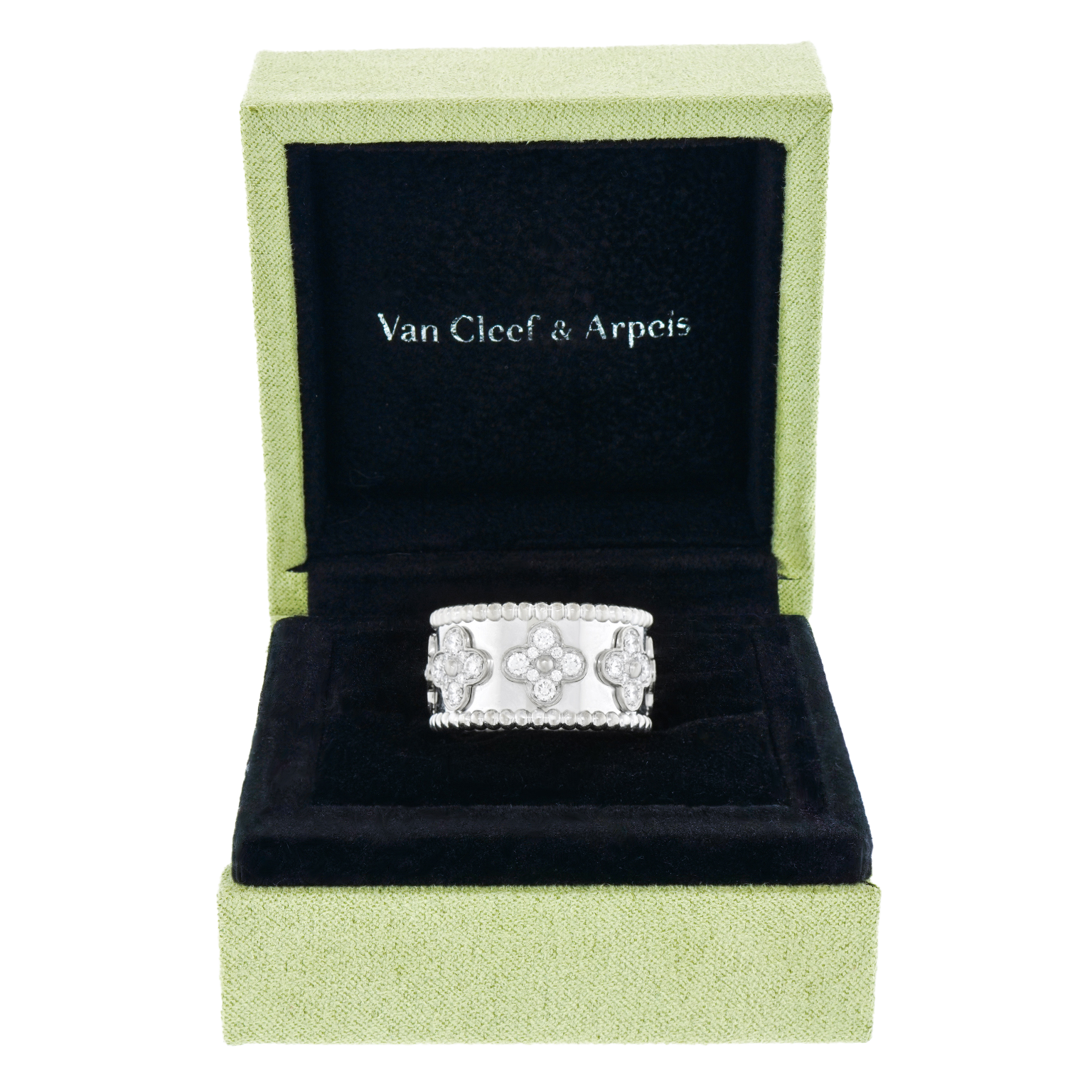 24587 - Van Cleef & Arpels Perlée Clovers Ring Extra Wide Size 8.75