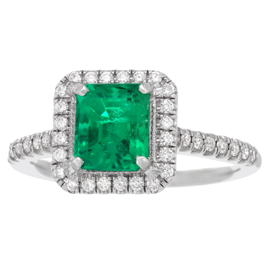 #24648 - Emerald & Diamond-set Platinum Ring