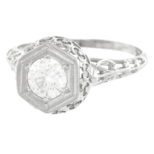 #24651 - Art Deco Diamond Engagement Ring GIA
