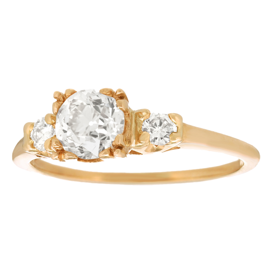 #24717 - Forties Three Stone Diamond Ring GIA