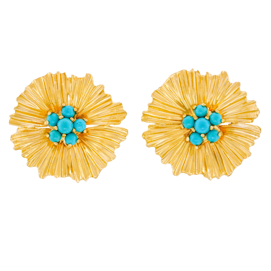 Sixties Turquoise-set Earrings