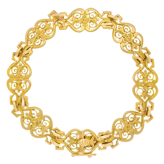 #24744 - Antique French Gold Filigree Bracelet