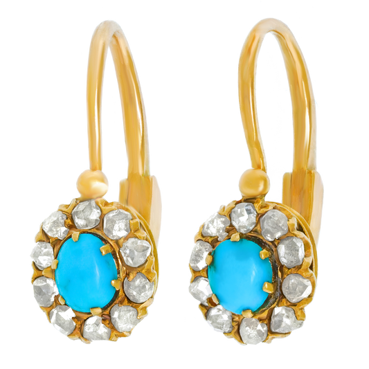 Imperial Russian Turquoise and Diamond-set Earrings