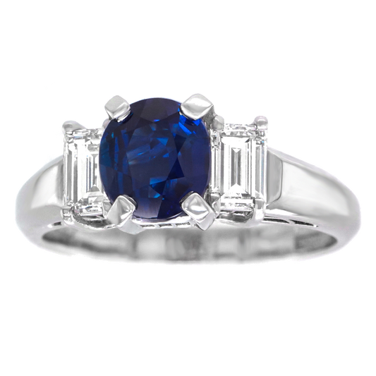 #24767 - Sapphire & Diamond-set Platinum Ring