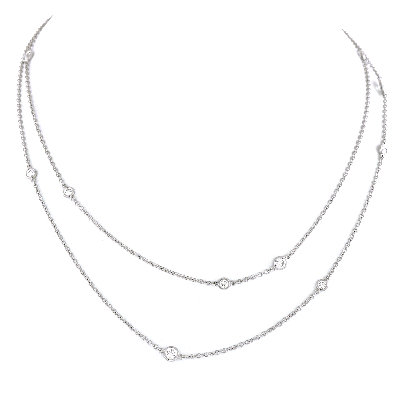 Tiffany & Co., Elsa Peretti Platinum And Diamond By The Yard  TIFFANY Co By the Yard Silver Diamond Total Necklace main image 2