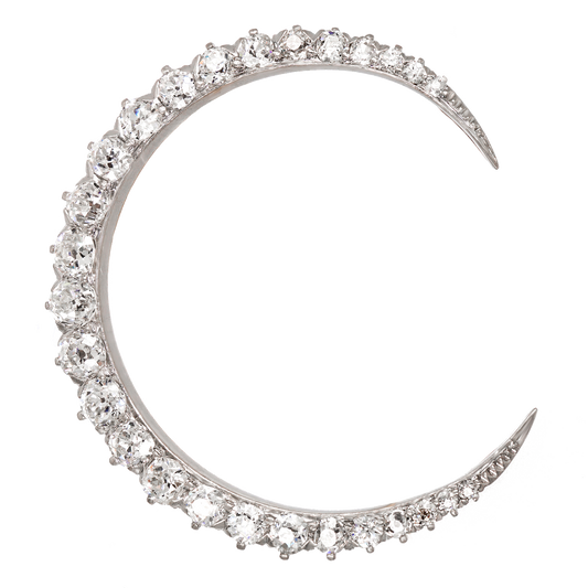 #24813 - Diamond-set Platinum Crescent Moon Brooch