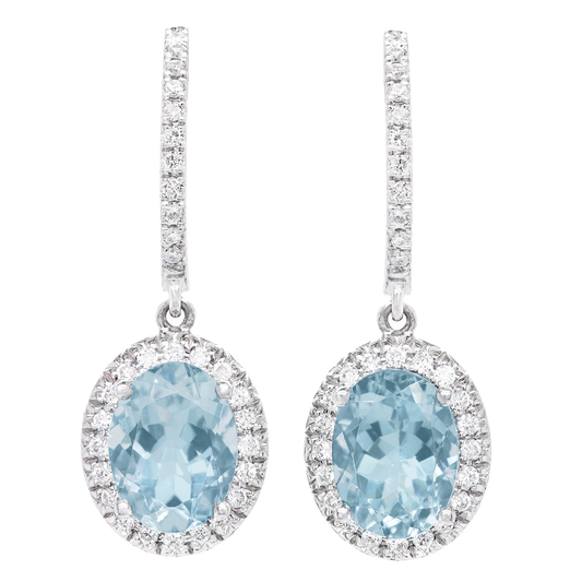 #24828 - Aquamarine & Diamond Drop Earrings