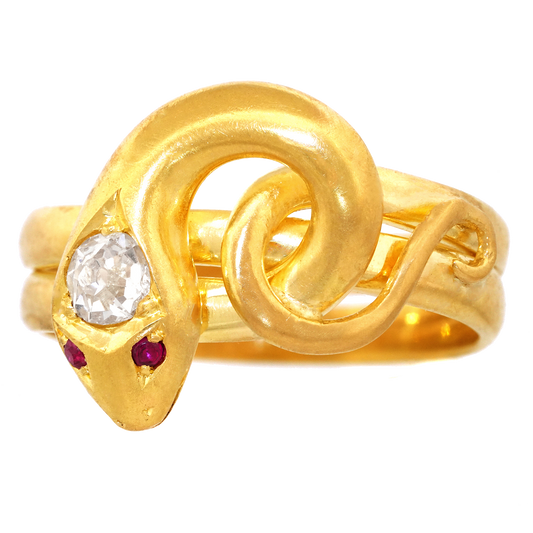 Antique Diamond-set Snake Ring 18k c1880s