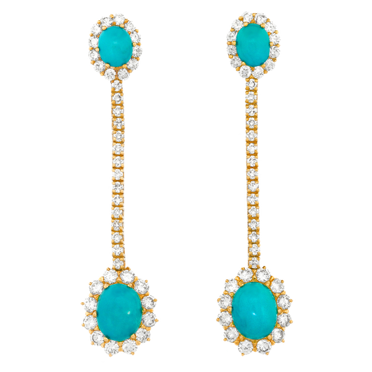#24914 - Sixties Persian Turquoise and Diamond Chandelier Earrings