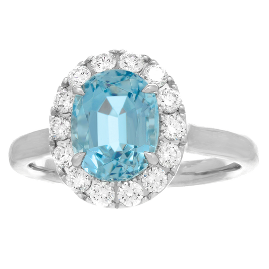 #24996 - Aquamarine and Diamond Ring