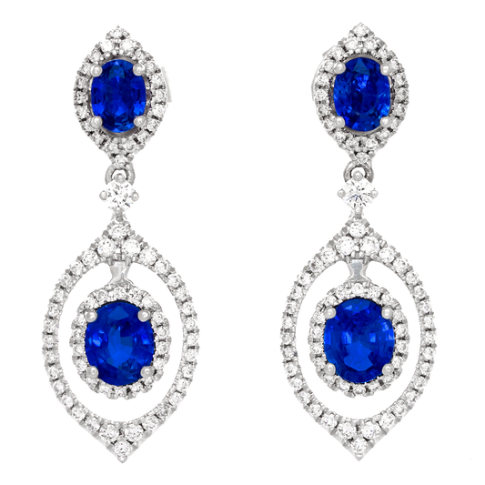 #25006 - Sapphire and Diamond Drop Earrings