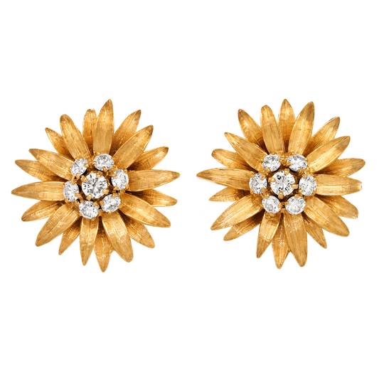Diamond-set Sixties Flower Earrings