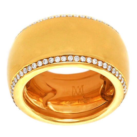 #25065 - Micheleto Diamond-Set Wide Gold Ring