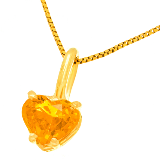 1.09 carat Heart Shaped Orange Sapphire Pendant