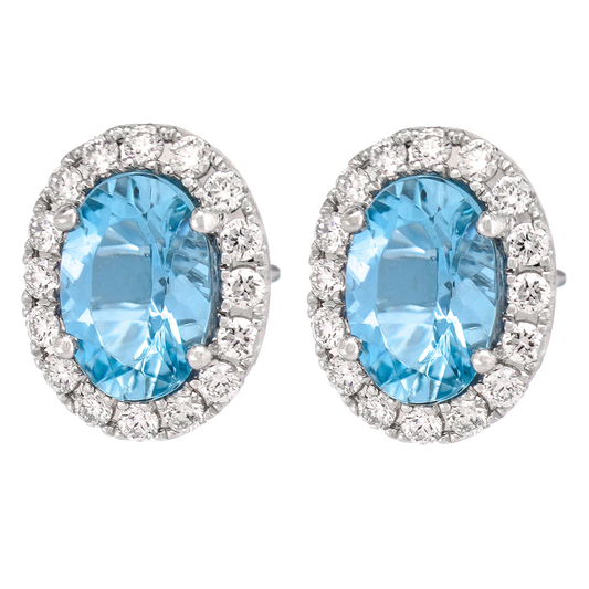 #25168 - Aquamarine & Diamond Earrings