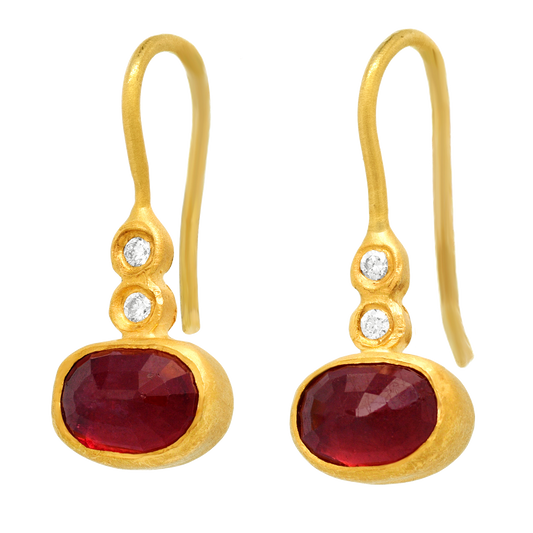 #25309 - Ruby and Diamond Earrings 24k/18k