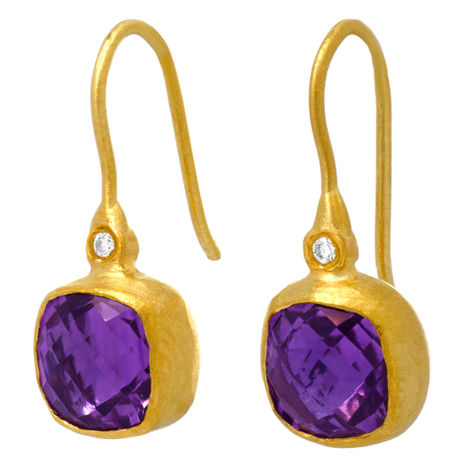 #25310 - High-Carat Amethyst and Diamond Drop Earrings