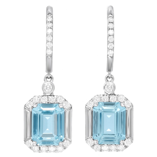 #25312 - 4.0-Carat Aquamarine and Diamond Drop Earrings
