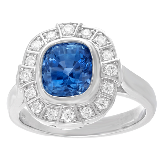 #25313- 3.68 Carat Sapphire & Diamond Ring