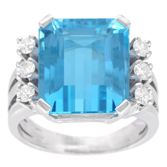 #25337 - 10.0ct Aquamarine and Diamond Ring