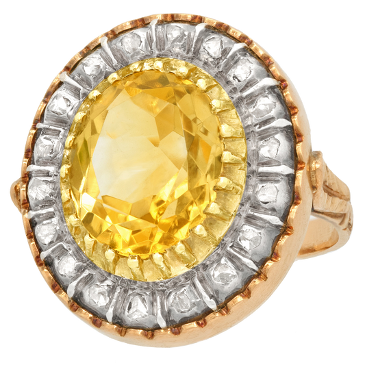 #25364 - Antique Citrine and Diamond Ring