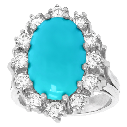 #25372 - Sixties Persian Turquoise and Diamond Ring