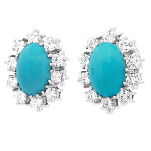 #25376 - Sixties Turquoise and Diamond Earrings