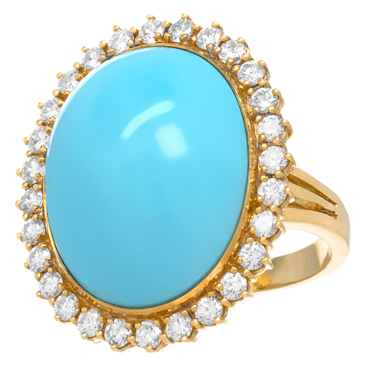 #25400 - Persian Turquoise and Diamond Ring 18k