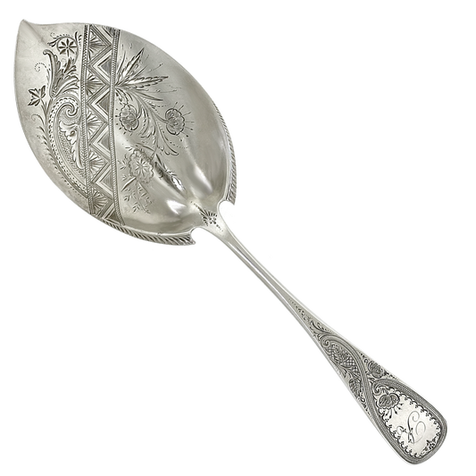 #25455 - Large Brite-Cut Sterling Serving Spoon by Krider