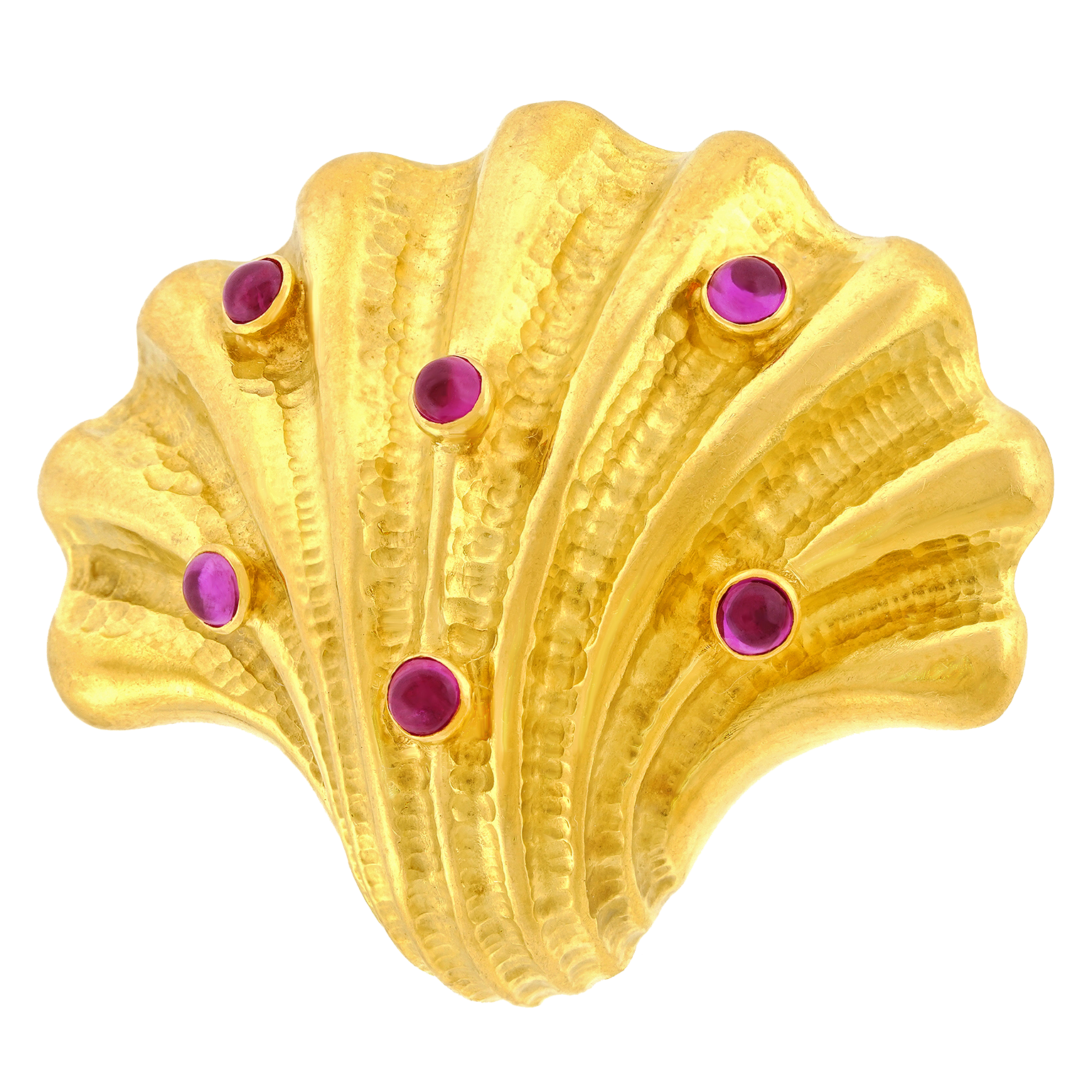 Tiffany & Co. ゴールド貝殻型小物入れ 26129 - Tiffany & Co. Ruby-set Shell Brooch/Pendant