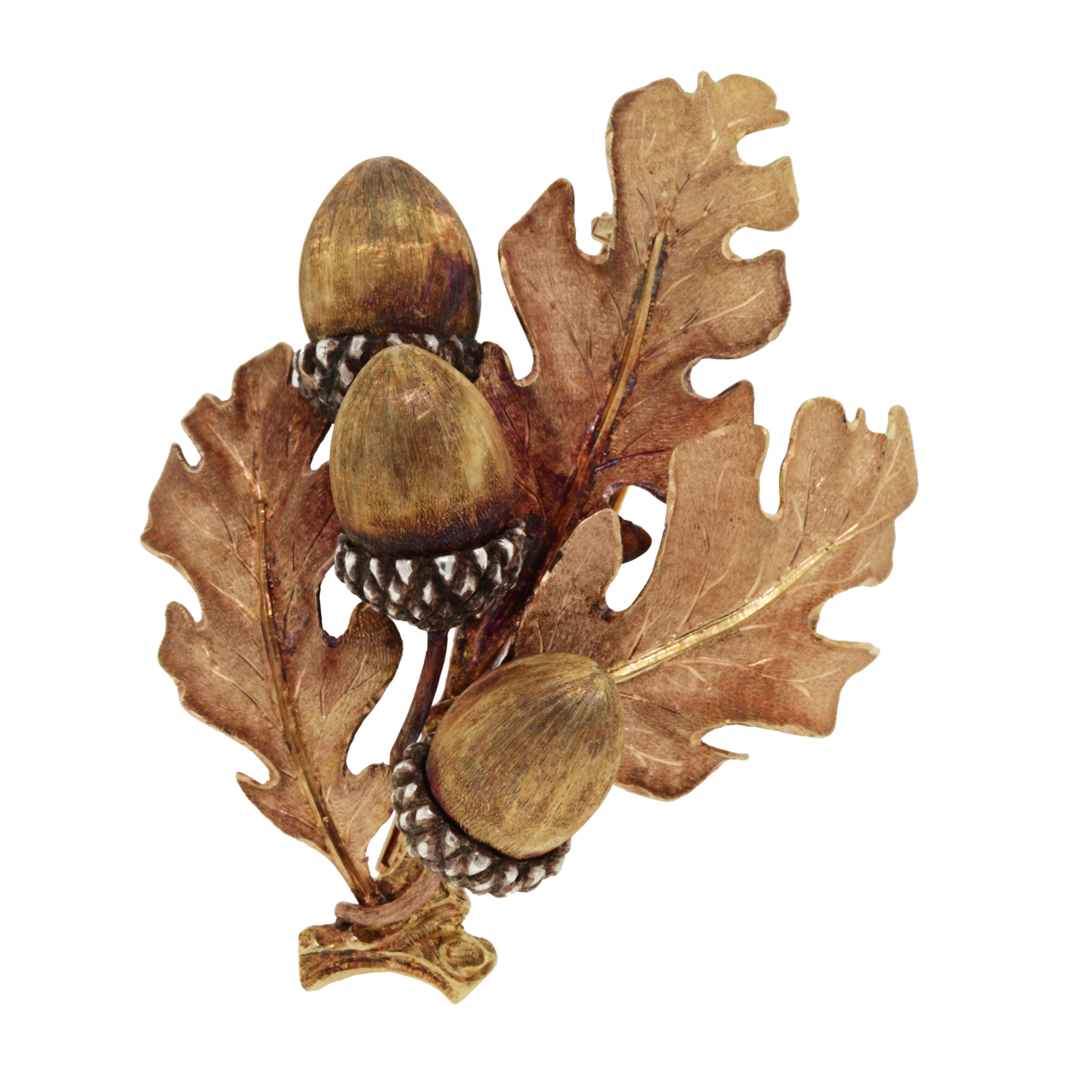 アンティーク　美品　MARIO BUCCELLATI リーフ　置物 Mario Buccellati Gold Acorn and Oak Leaf Brooch