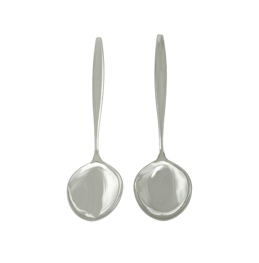 #25425 - Pair of Sterling “Cypress” Serving Spoons by Georg Jensen