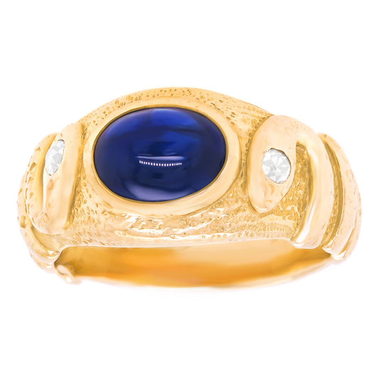 Victorian Double Snake Ring with 2.10ct Sapphire