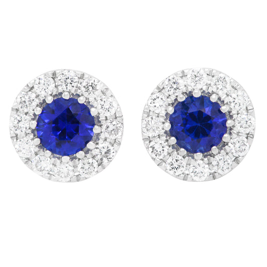 Sapphire and Diamond Stud Earrings 14k American