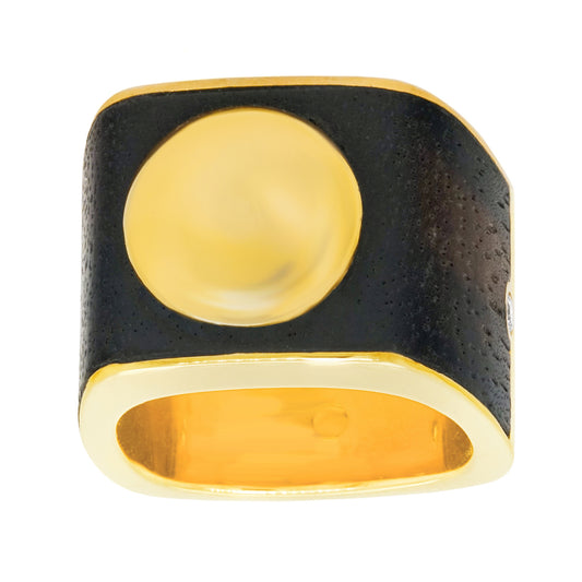 Paul Binder Sixties Modern Diamond Ebony and Gold Ring