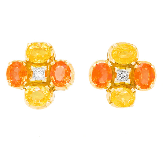 Yellow and Orange Sapphire-set Gold Earrings by Nardi
