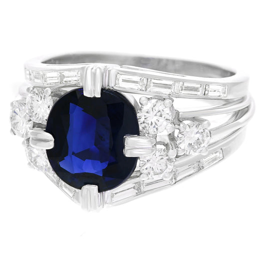 Swiss Modern Sapphire and Diamond Ring by Paul Binder