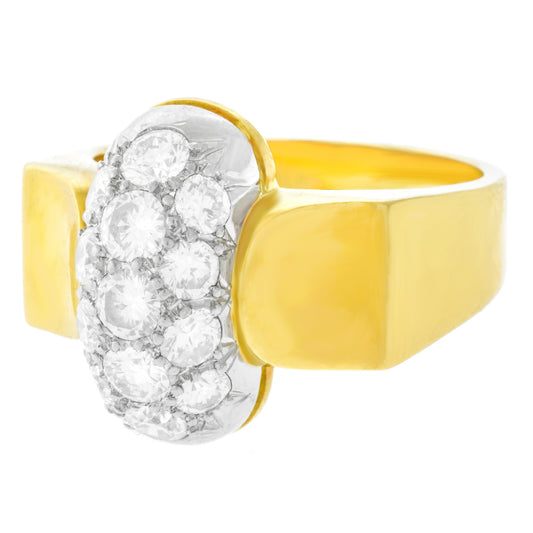 Sixties Post-Modern Diamond-set Gold Ring