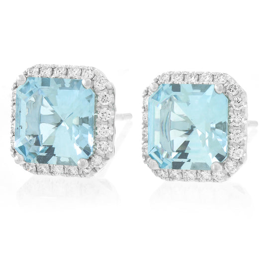 Diamond and Aquamarine Earrings