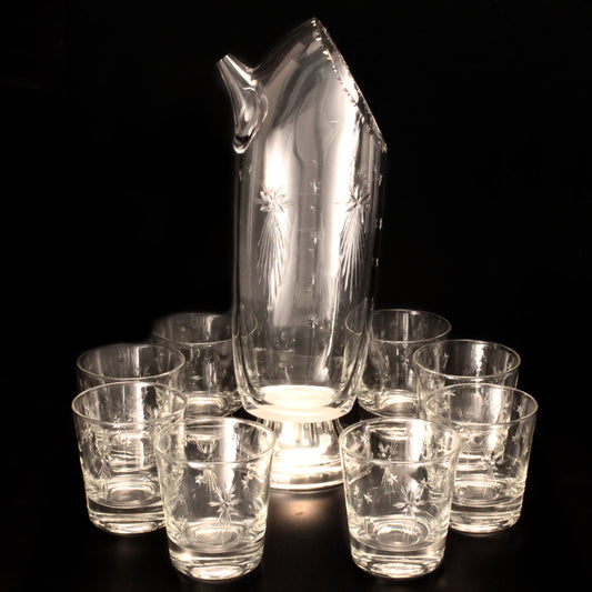 Sterling and Crystal Modernist Cocktail Set, Hawkes