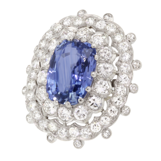 #14360 - Seaman Schepps Sapphire and Diamond Ring, 14k c1950s