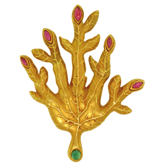 #15173 - Salvador Dali Leaf-Veined Hand Brooch 18k Henryk Kaston
