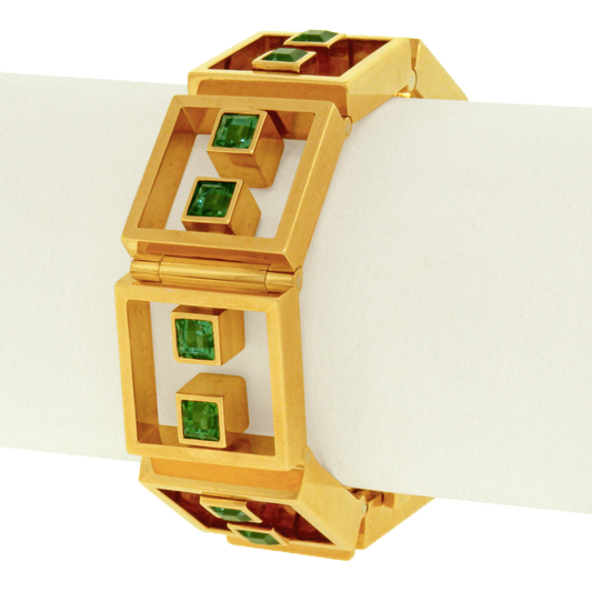 #15177 - TRUDEL Modernist Tourmaline Bracelet 18k c1960-70s Swiss