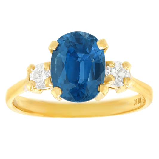 #17551 - Sapphire and Diamond 3 Stone Ring