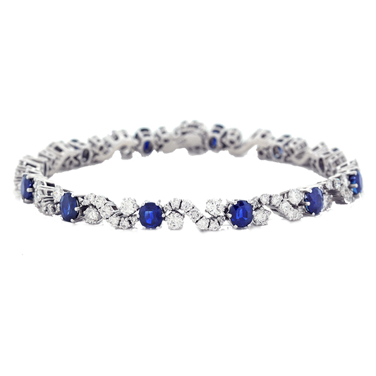 Sapphire & Diamond Bracelet 18k c1960s Swiss