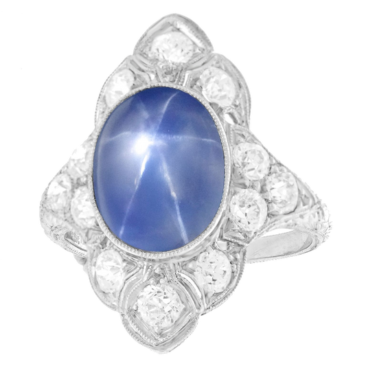 #19485 - Art Deco 8.08ct Star Sapphire Ring