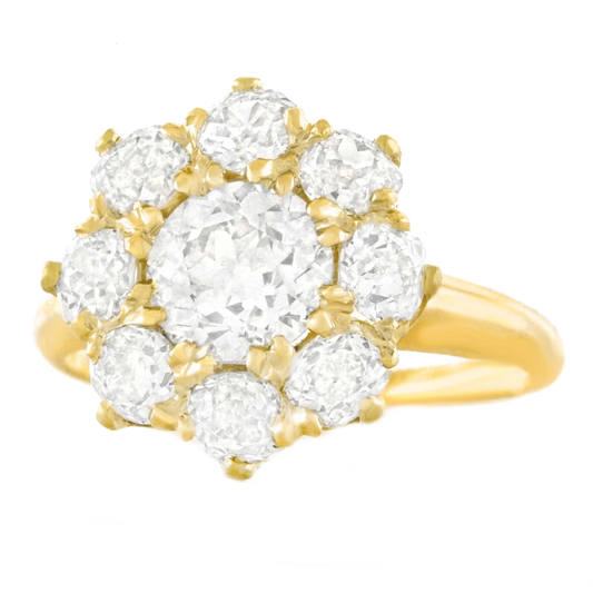 Antique Diamond-set Gold Ring 3.31 Carats Total