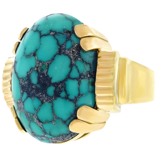 #20593 - Modernist Turquoise and Gold Ring 18k c1950s Swiss